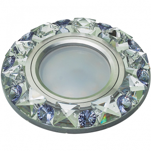 DLS-P123 GU5.3 CHROME/CLEAR+PURPLE Светильник декоративный встраиваемый. Без лампы. Металл, цвет хро